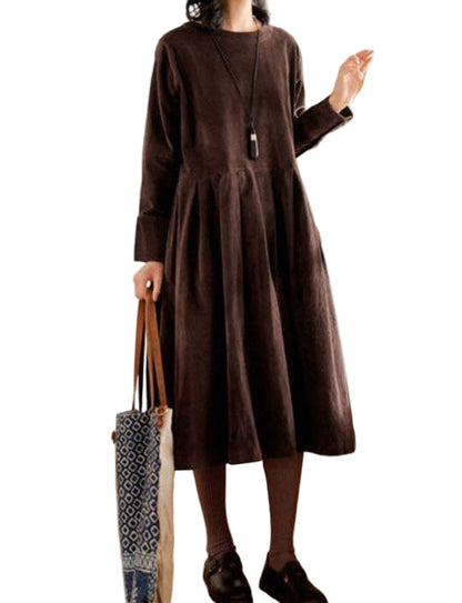 Robe en velours midi femme coupe classique silhouette élégante