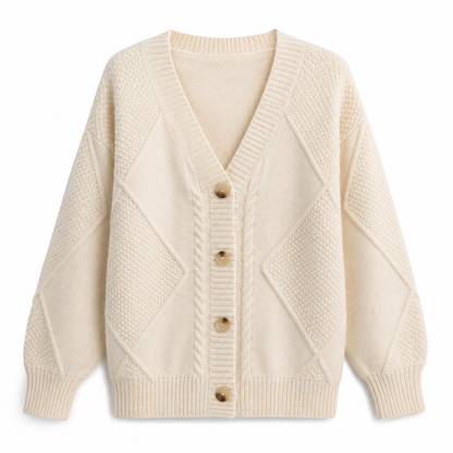 Women's Knitted Button-Up Vest with Long Sleeves