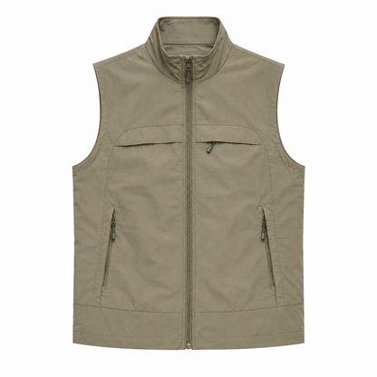 Gilet Homme Léger à Col Montant avec Fermeture Éclair et Poches Zippées | Bodywarmer Casual Extérieur