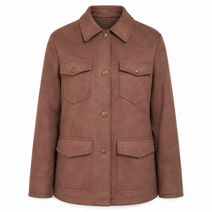 Soft Brown Women's Jacket with Pockets | Timeless Style
