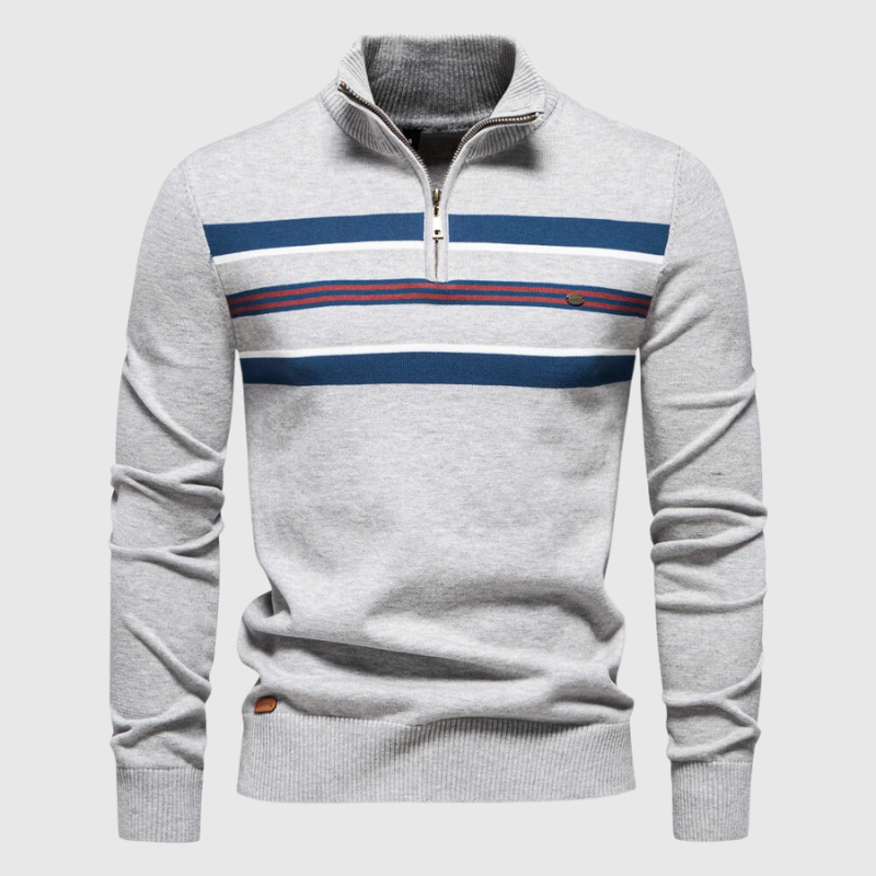 Pull homme moderne - fermeture éclair - col montant