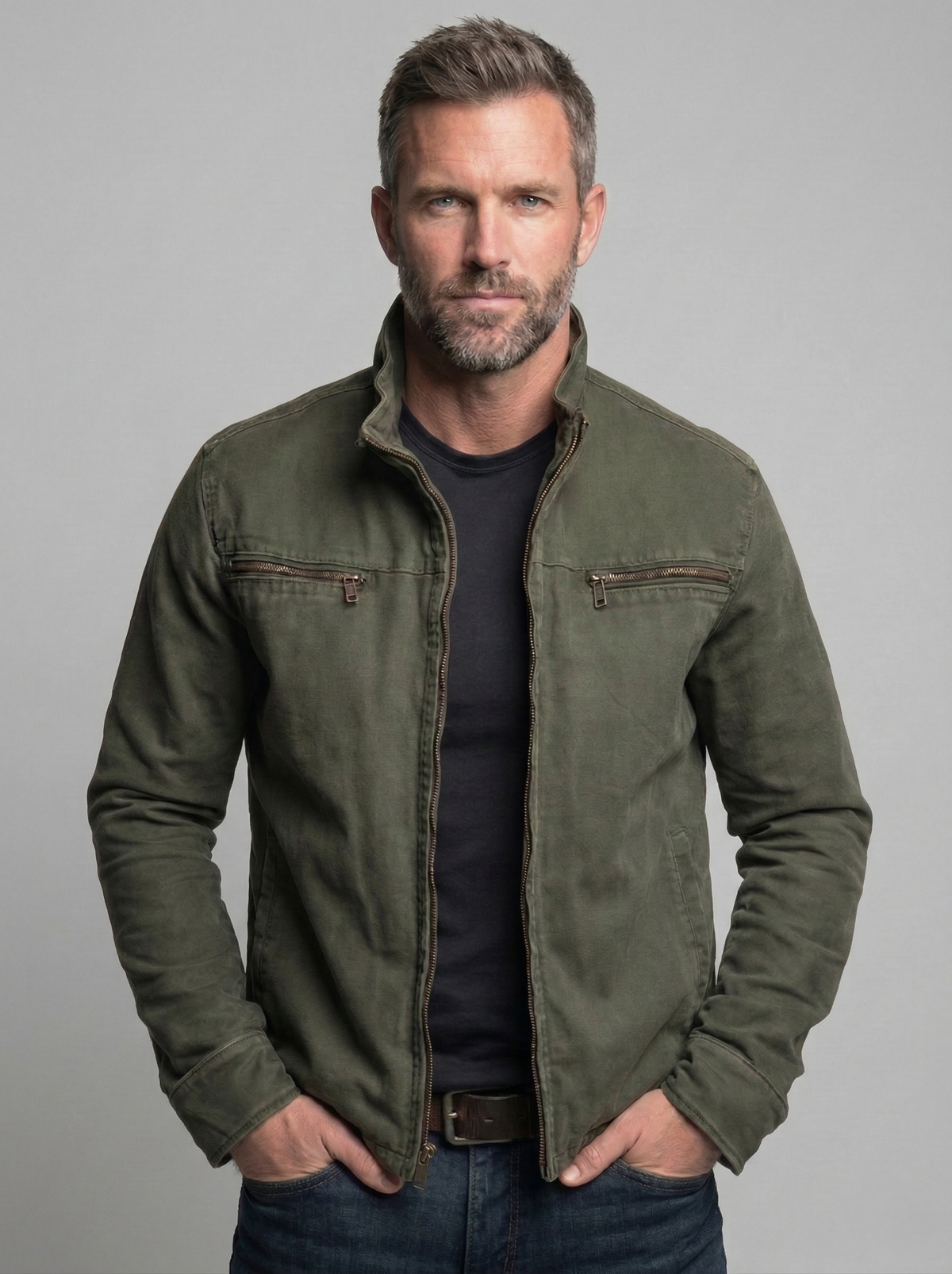 Veste field homme kaki coupe relaxed style vintage olive
