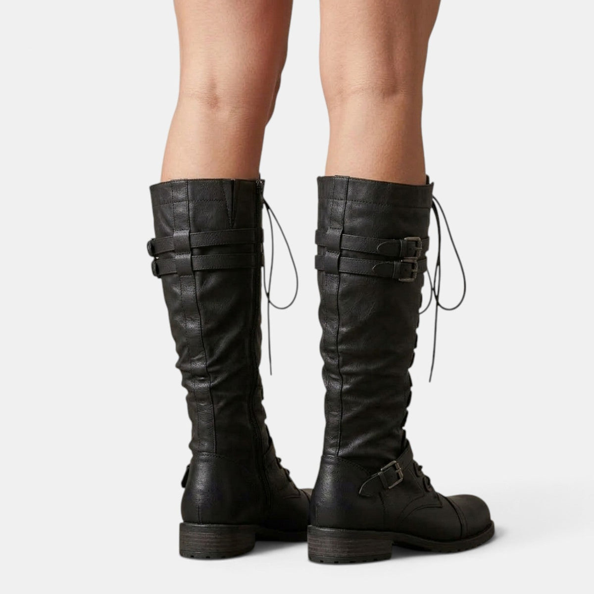 Ximena | Femme Bottines Combat Lacets Boucles