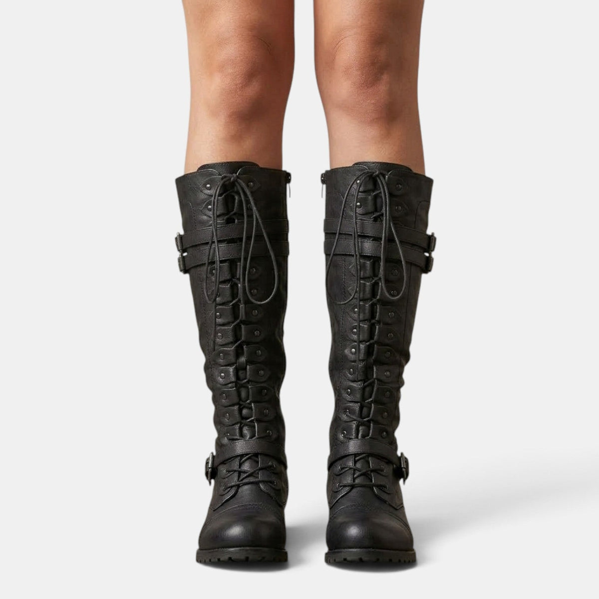 Ximena | Femme Bottines Combat Lacets Boucles