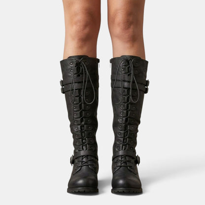 Ximena | Femme Bottines Combat Lacets Boucles