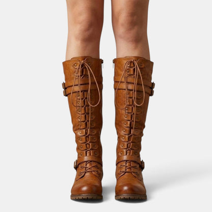 Ximena | Femme Bottines Combat Lacets Boucles