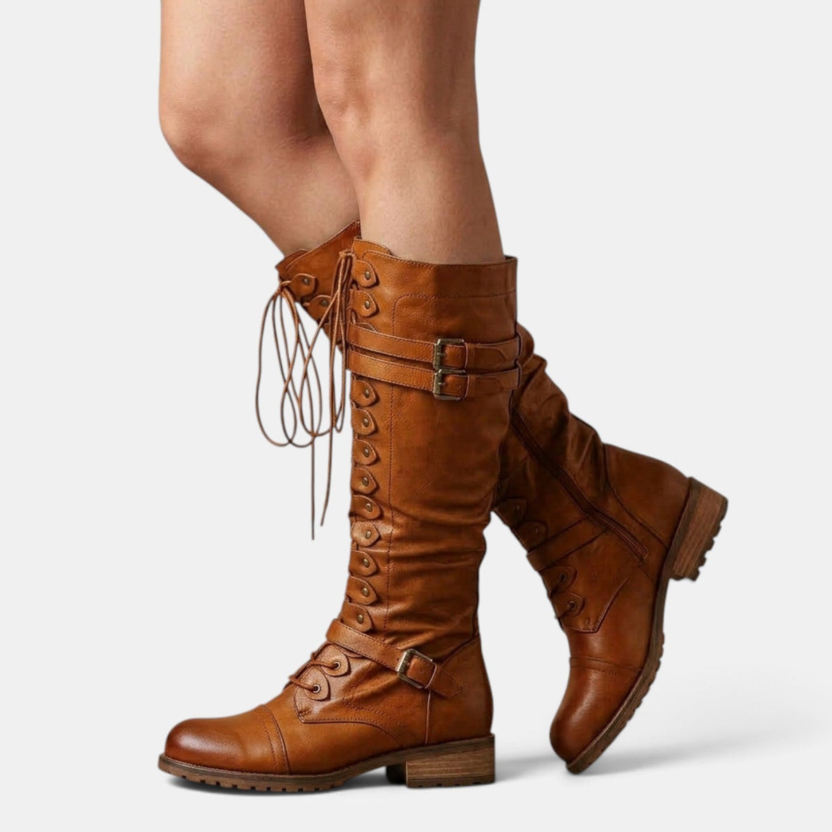 Ximena | Femme Bottines Combat Lacets Boucles