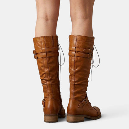 Ximena | Femme Bottines Combat Lacets Boucles