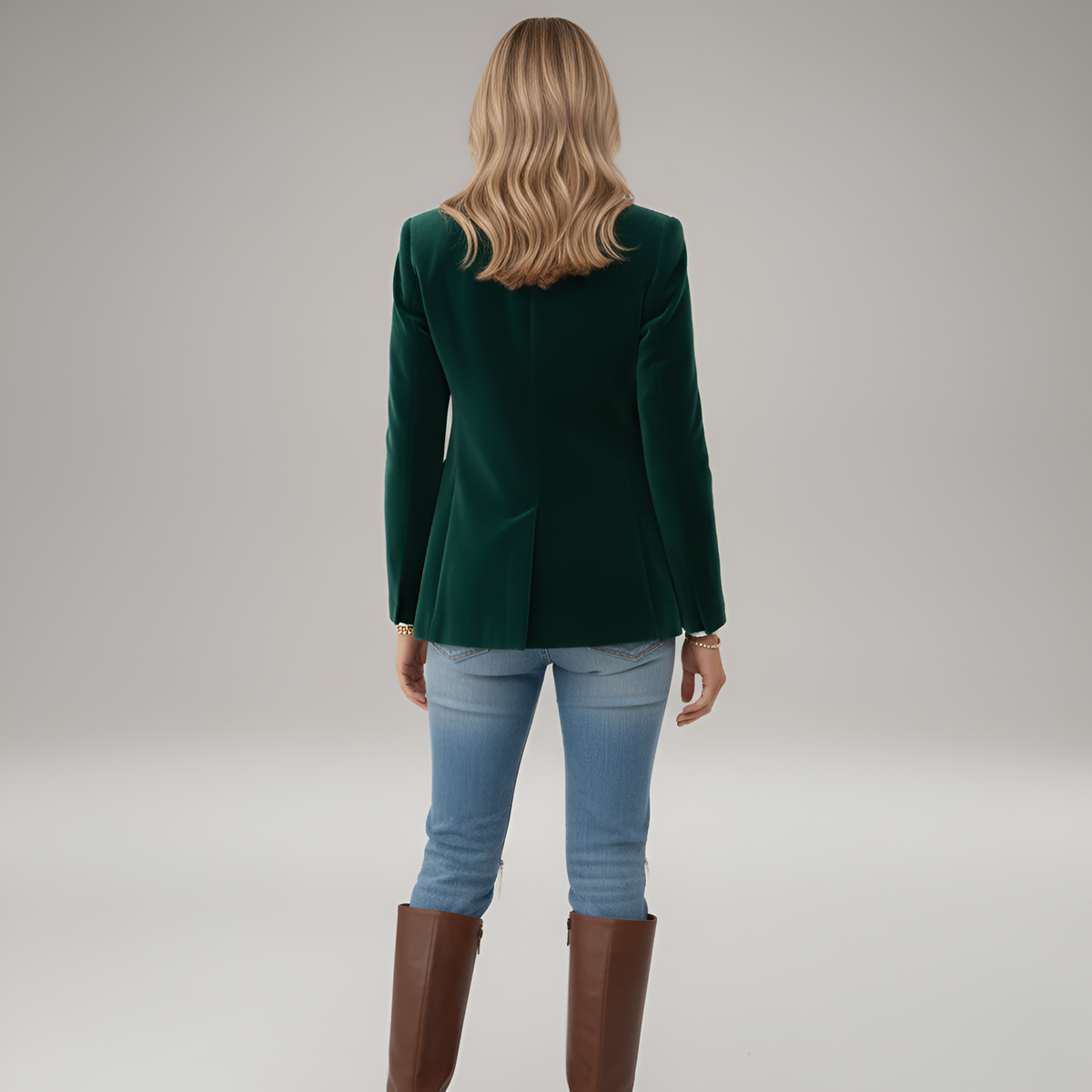Blazer velours femme cintré avec col tailleur et bouton unique, velours doux