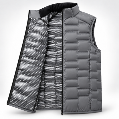 Piumino smanicato da uomo | Ultral leggero, impermeabile | Imbottitura in piuma