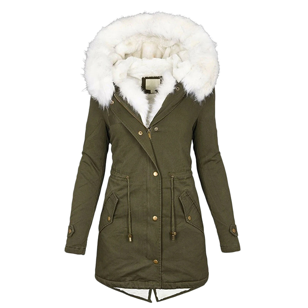Veste d'hiver Stilla Élégante - Capuche - Détail de bouton - Chaude & Stylée