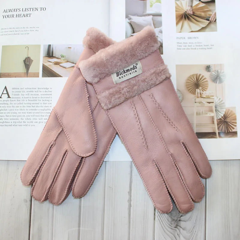 Gants femme cuir agneau doublure laine coutures main hiver