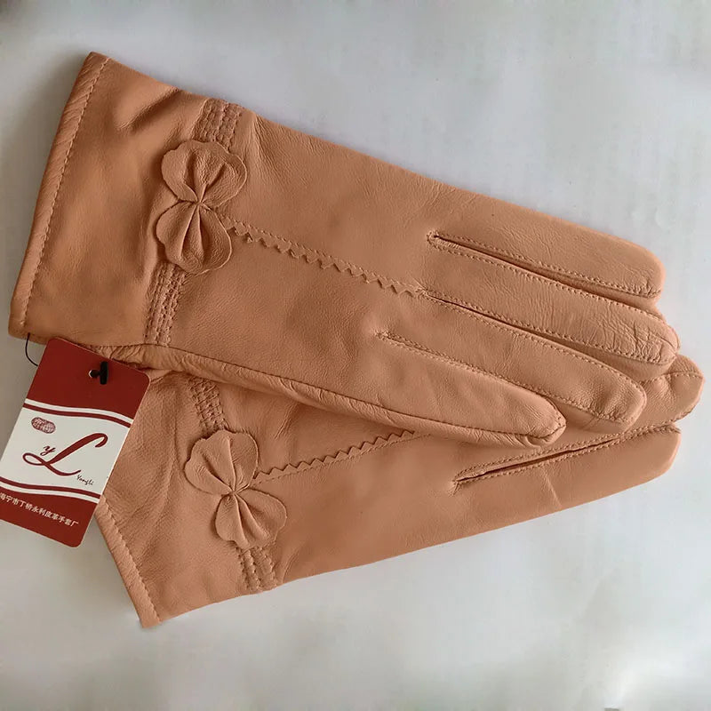 Gants cuir agneau femme avec doublure laine, cuir véritable