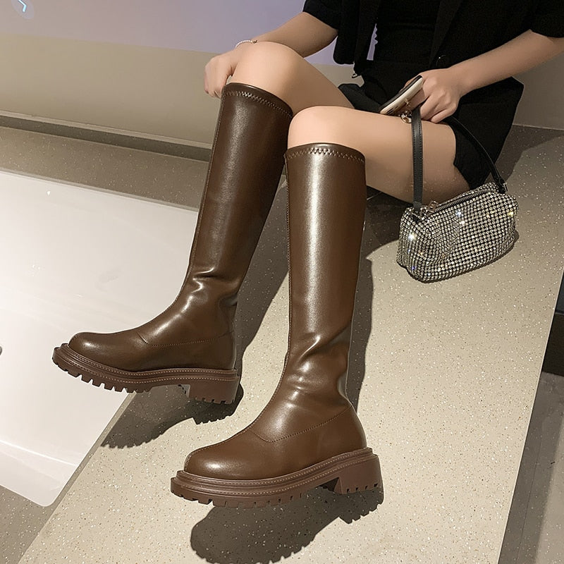 Bottes Femme Cuir | Noir, Marron, Blanc, Thé au Lait | Pointures 35-40