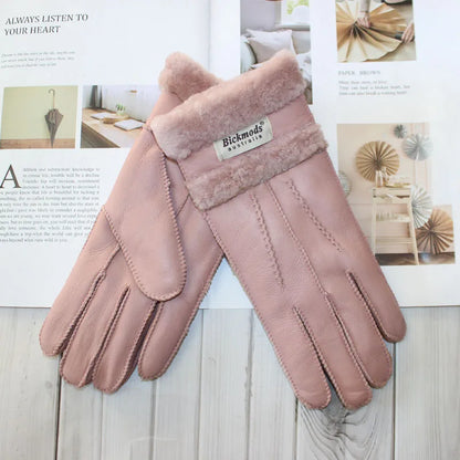 Gants femme cuir agneau doublure laine coutures main hiver