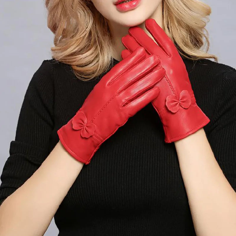 Gants cuir agneau femme avec doublure laine, cuir véritable