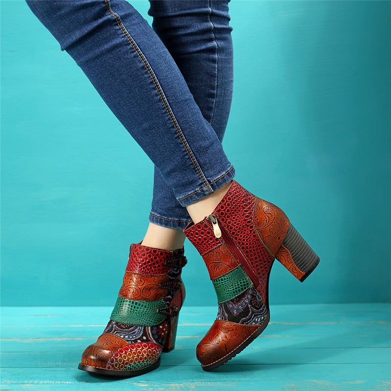 Bottines Gracosy Cuir Authentique Vintage - Élégance et Style-Chaussures-PARIS FEMME
