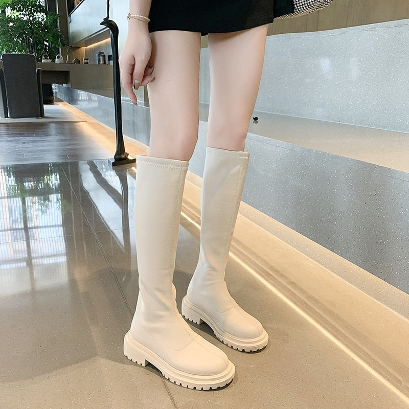 Bottes Femme Cuir | Noir, Marron, Blanc, Thé au Lait | Pointures 35-40