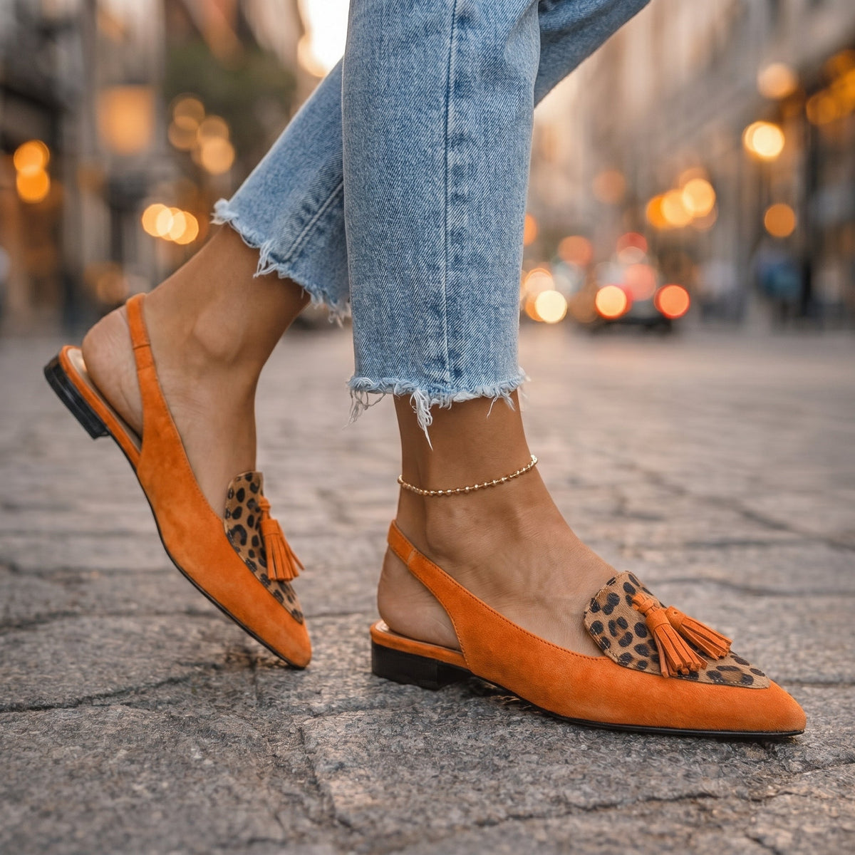 Women slingback flats pointed toe velvet with contrasting trim