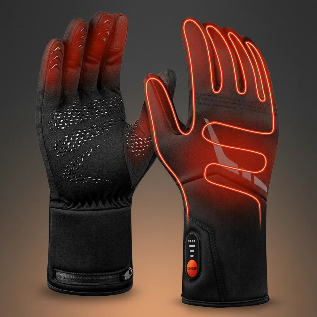 Gants chauffants batterie imperméables avec doigts compatibles écran tactile pour l'hiver