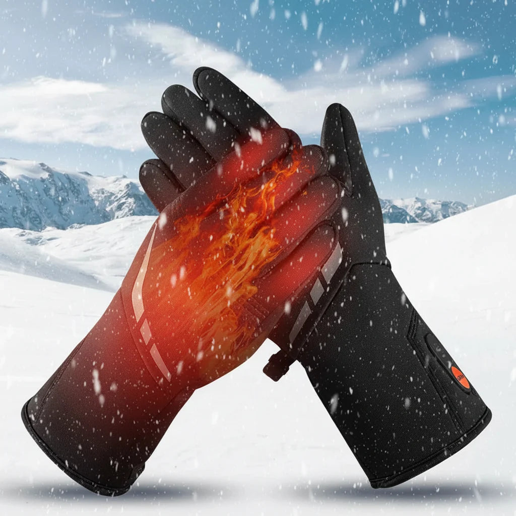 Gants chauffants batterie imperméables avec doigts compatibles écran tactile pour l'hiver