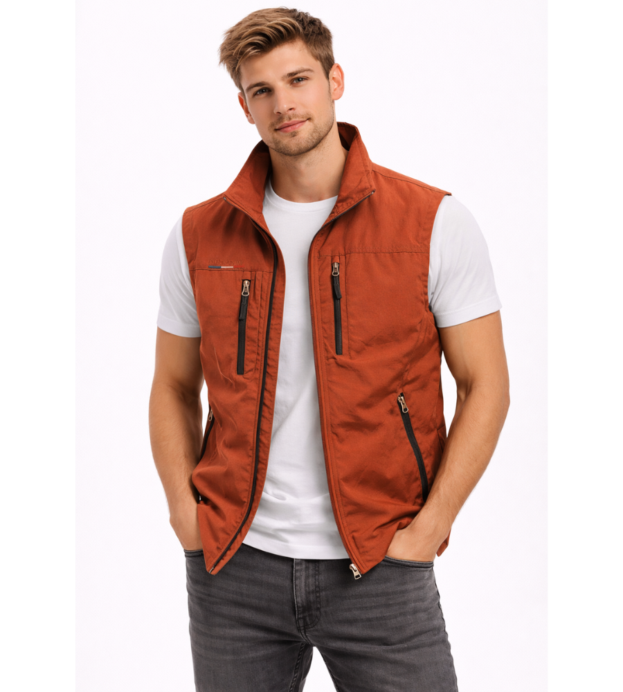 Gilet Homme | Coupe-vent Légère | Col Montant, Poches Pratiques