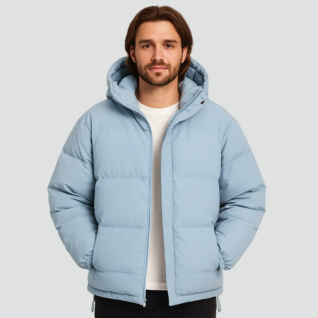 Doudoune homme hiver capuche zippée matelassée coupe regular