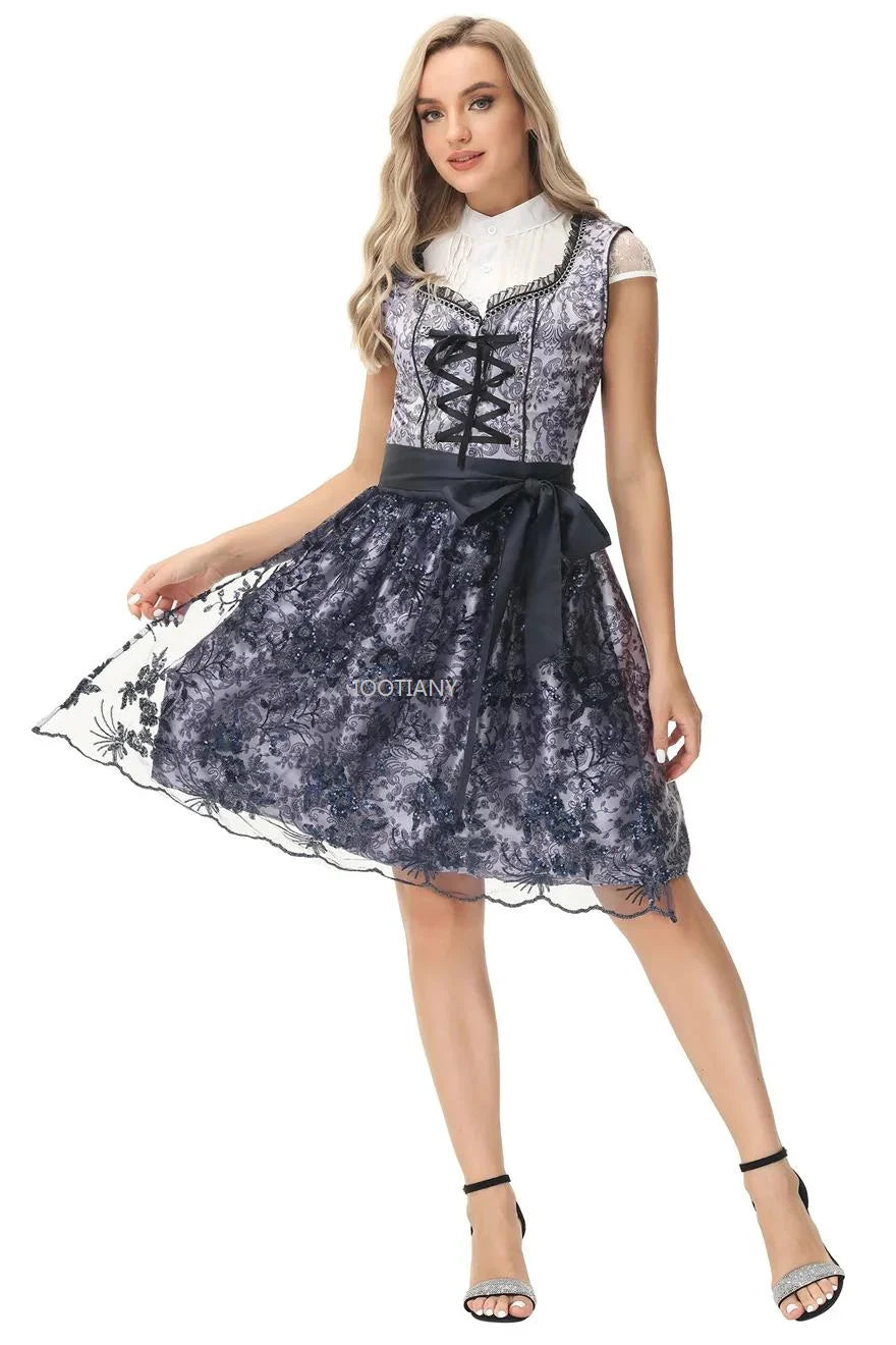 Robe Dirndl Femme - Matériau Respirant - Tracht Traditionnelle Oktoberfest