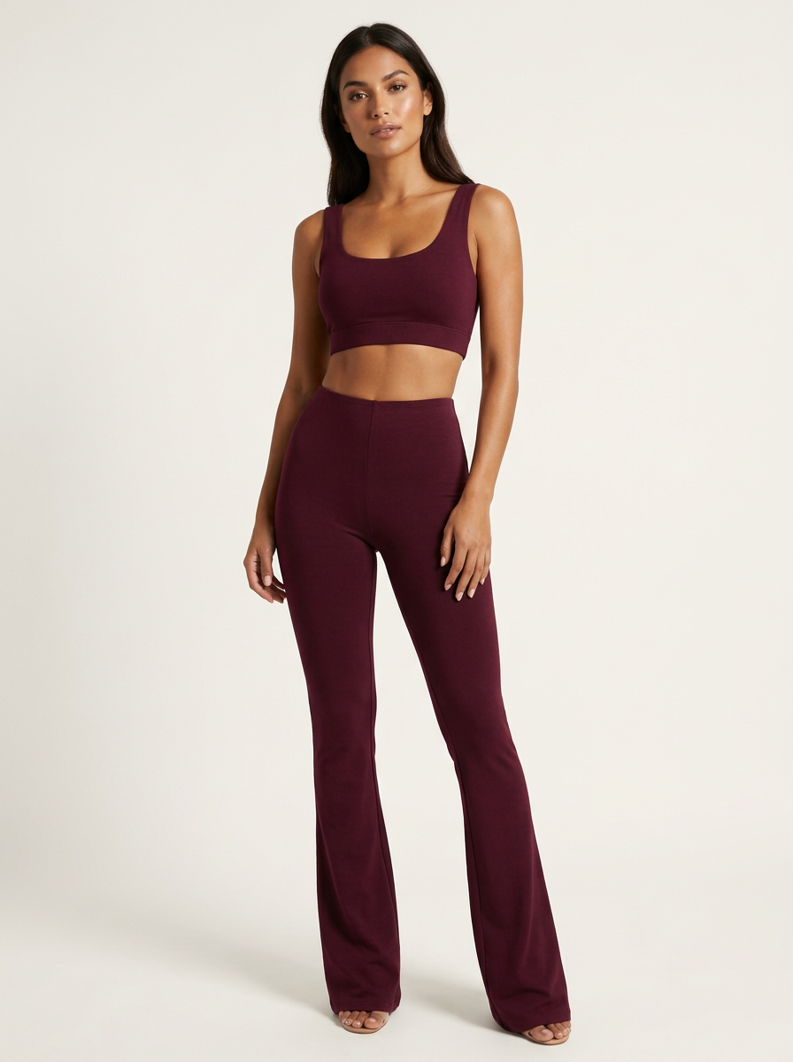 Pantalon velours femme taille haute coupe flare extensible