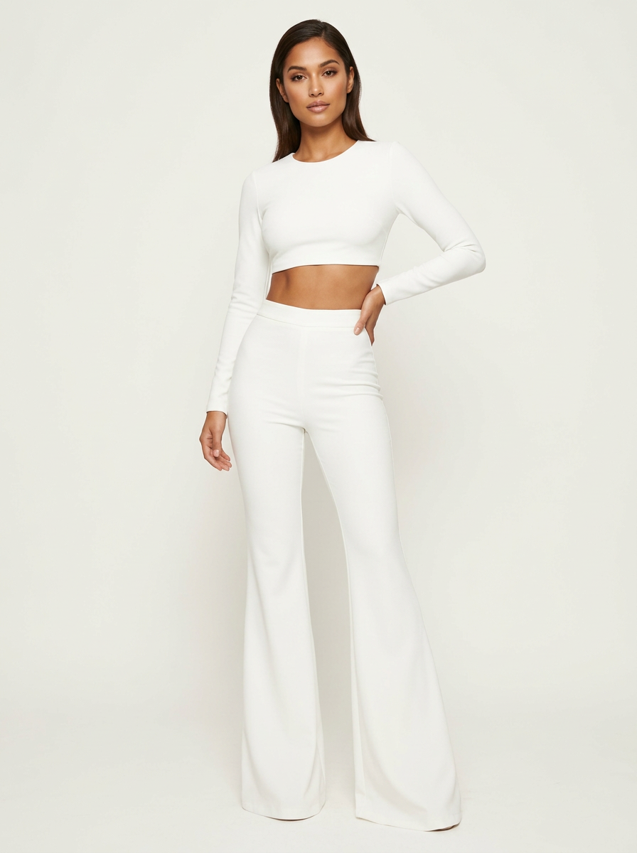 Pantalon velours femme taille haute coupe flare extensible