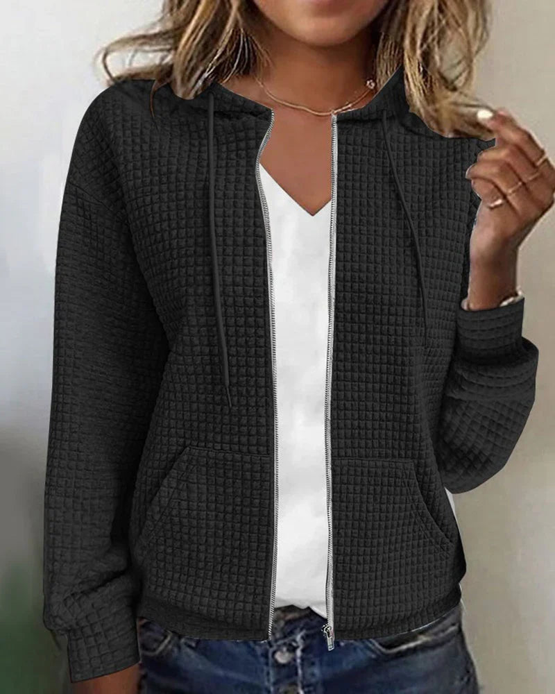 Veste femme coton casual coupe décontractée avec poches avant
