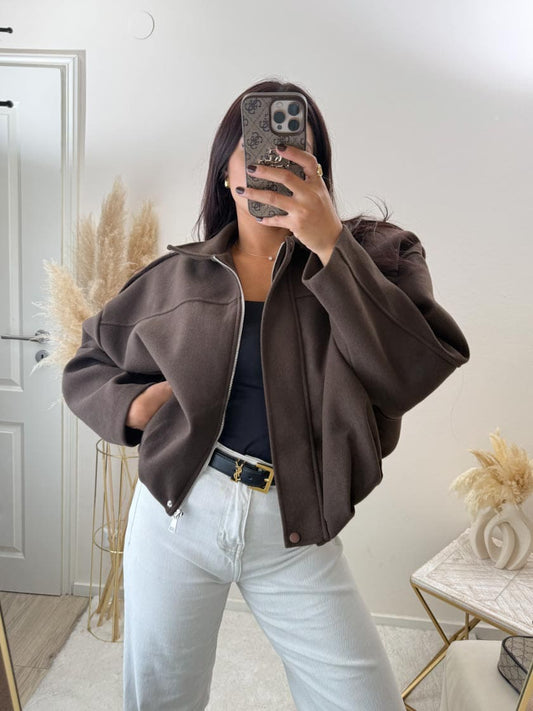 Veste Bombardier Femme | Oversize Marron | Polyester