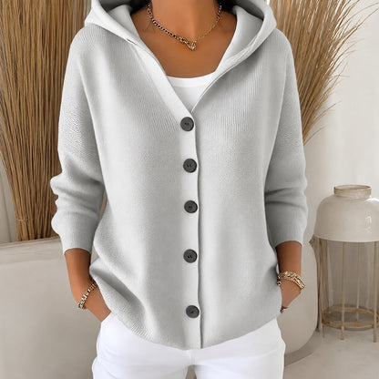 Cardigan femme à capuche manches longues coupe oversize