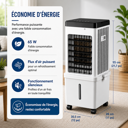 Tragbare Klimaanlage | Fernbedienung, 4 Kühlblöcke | Leise, 65 W