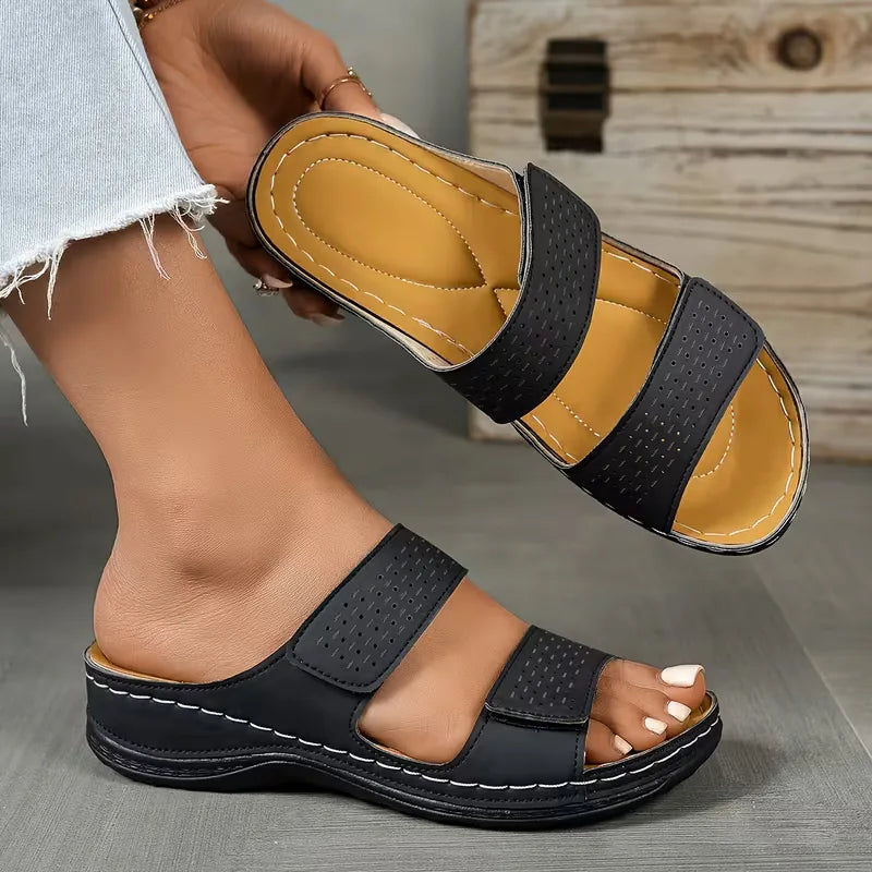 Sandales Orthopédiques Femme | Doubles Bandes, Semelle Coussinée