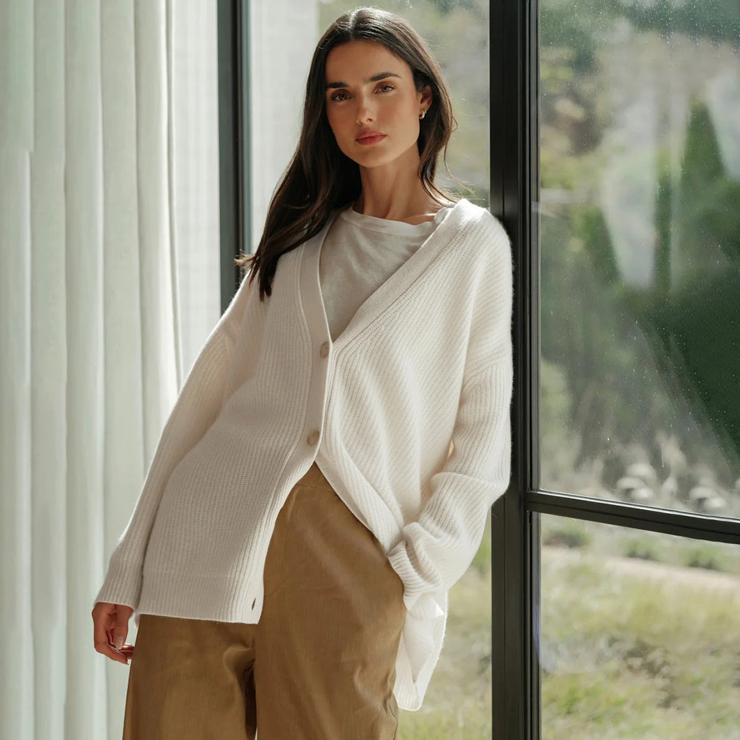 Cardigan femme cachemire oversize coupe ample et fluide