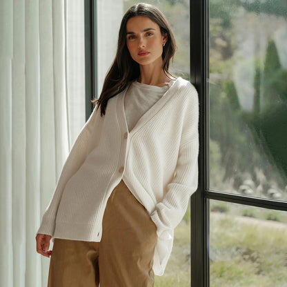 Cardigan femme cachemire oversize coupe ample et fluide