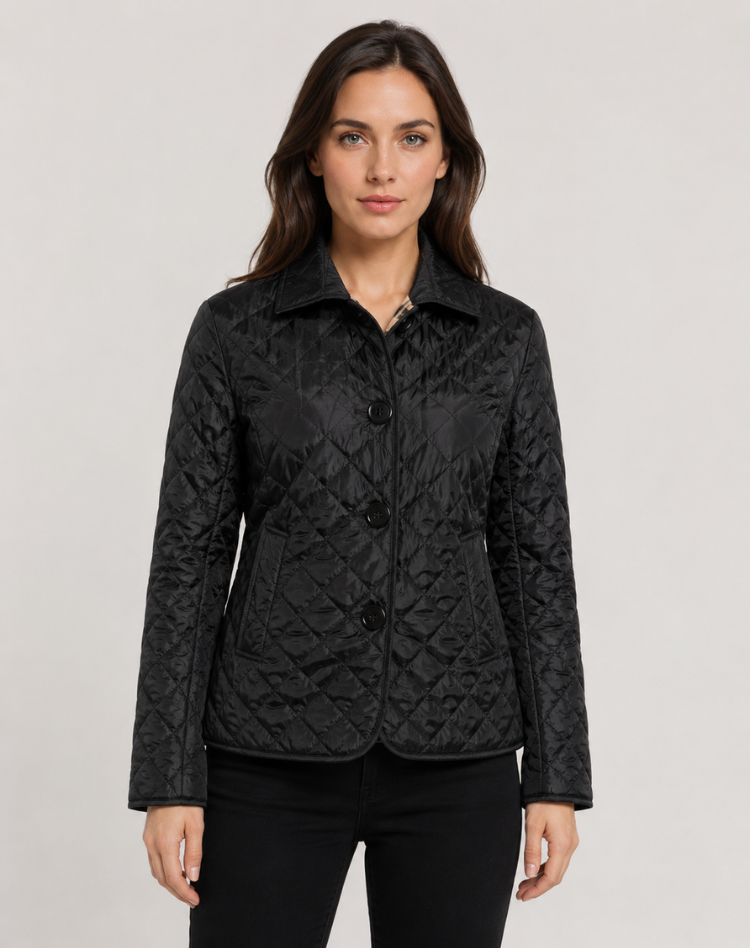 Veste matelassée femme légère avec col structuré et fermeture boutonnée