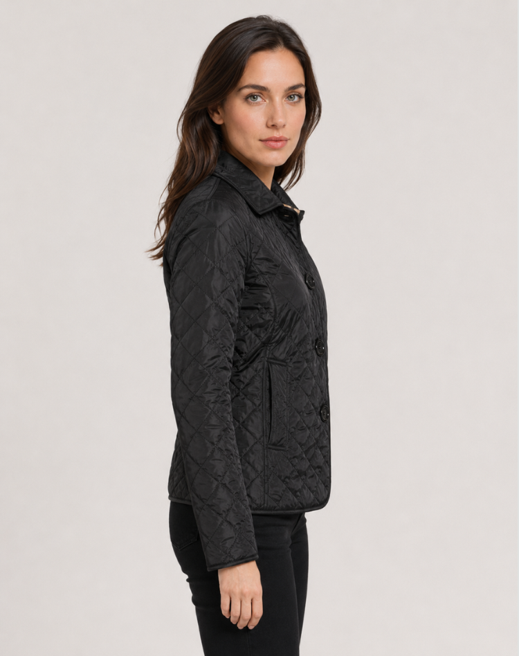 Veste matelassée femme légère avec col structuré et fermeture boutonnée