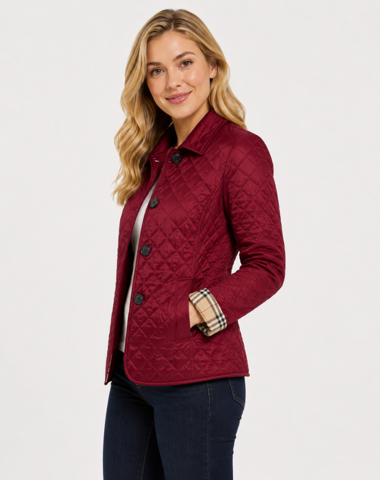 Veste matelassée femme légère avec col structuré et fermeture boutonnée