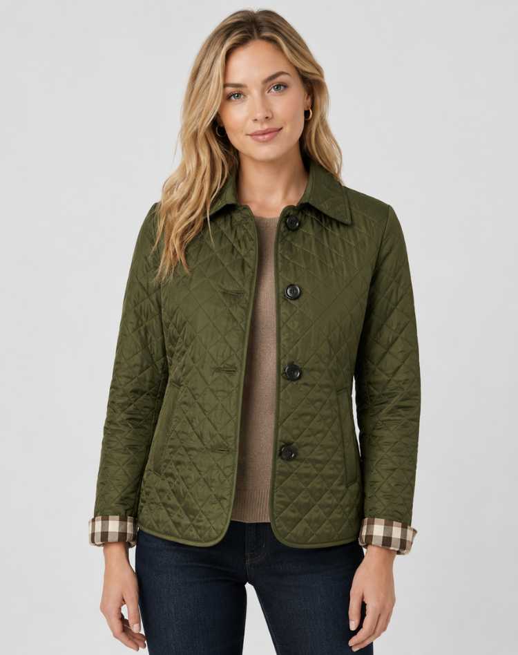 Veste matelassée femme légère avec col structuré et fermeture boutonnée