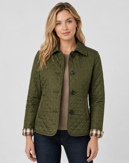 Veste matelassée femme légère avec col structuré et fermeture boutonnée