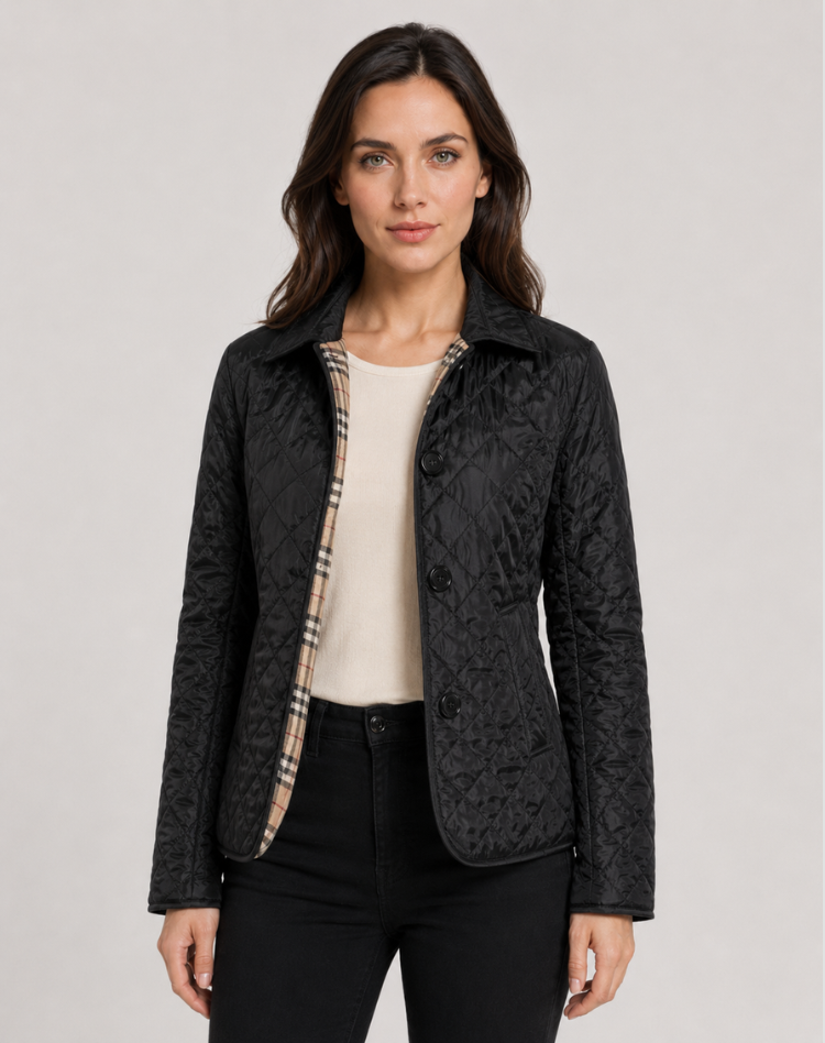 Veste matelassée femme légère avec col structuré et fermeture boutonnée