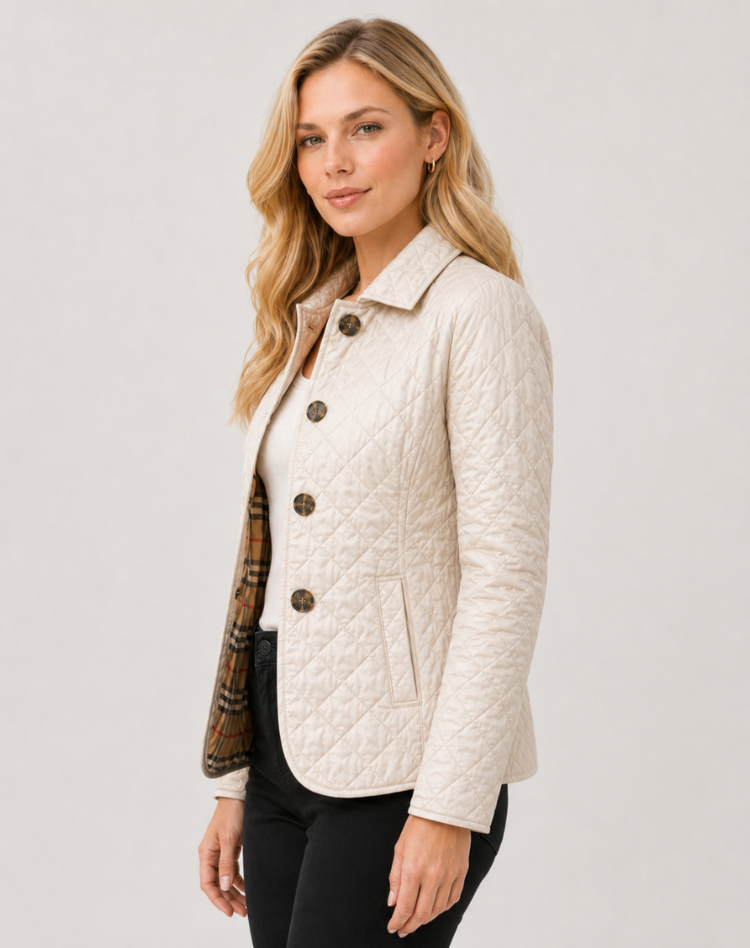 Veste matelassée femme légère avec col structuré et fermeture boutonnée