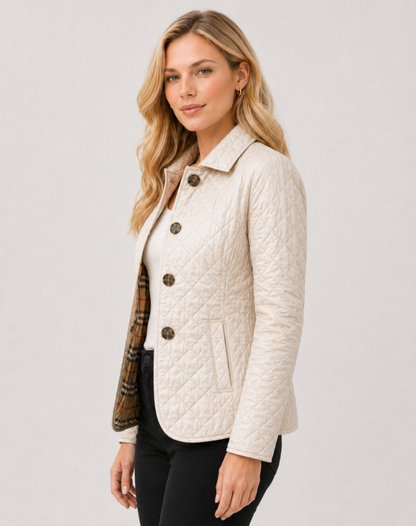 Veste matelassée femme légère avec col structuré et fermeture boutonnée