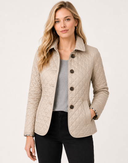Veste matelassée femme légère avec col structuré et fermeture boutonnée