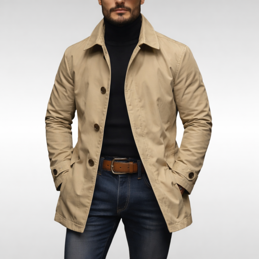Manteau Casual | Coupe Droite, Col Montant | Gris, Bleu Marine, Noir, Beige