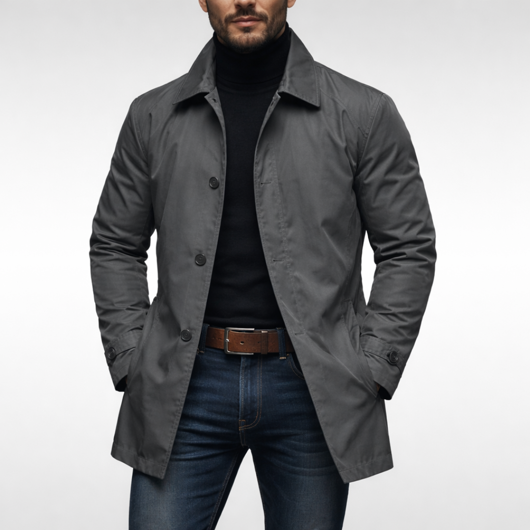 Manteau Casual | Coupe Droite, Col Montant | Gris, Bleu Marine, Noir, Beige