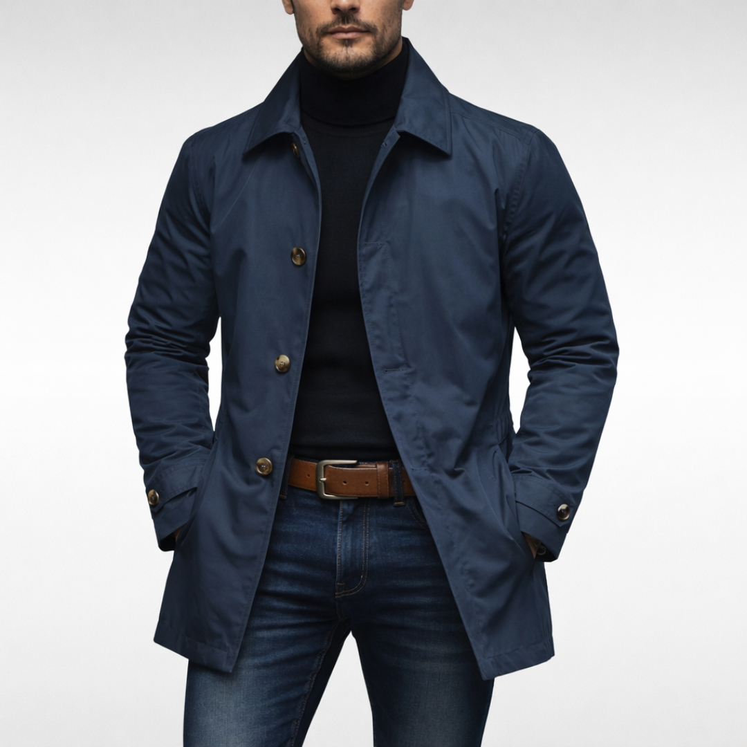 Manteau Casual | Coupe Droite, Col Montant | Gris, Bleu Marine, Noir, Beige
