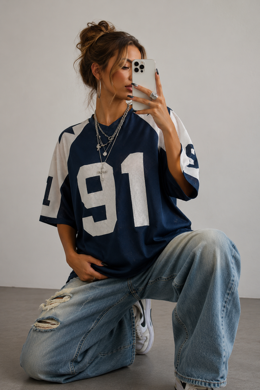 Maillot de sport surdimensionné | Imprimé numérique | Streetwear Y2K